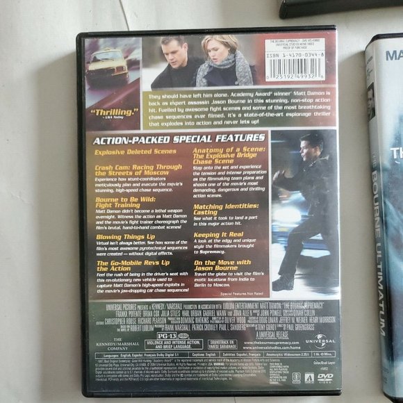 The Bourne Identity Supremacy and Ultimatum DVD lot of 3 Jason Bourne Movies - Picture 6 of 10